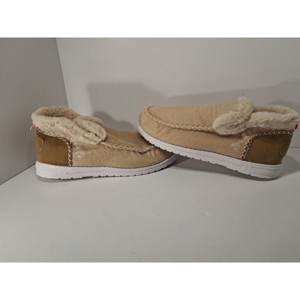 Cozy Slippers Bootie Style Tan Faux Fur Trim Indoor eu43 us10